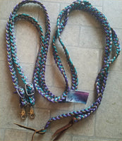 Hand Dyed Braided Bling Barrel Racing Reins - IN STOCK