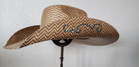 Teal Rhinestone Swirl Straw Cowboy Hat - Size 7 IN STOCK
