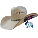 IN STOCK Aztec Bling Feather Straw Cowboy Hat - Size 6 7/8