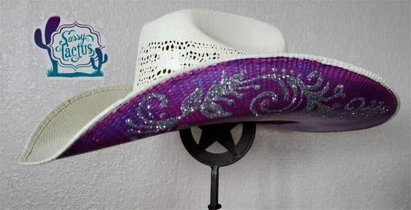Hand Painted Color Shift Swirl Straw Cowboy Hat Size 7 - IN STOCK